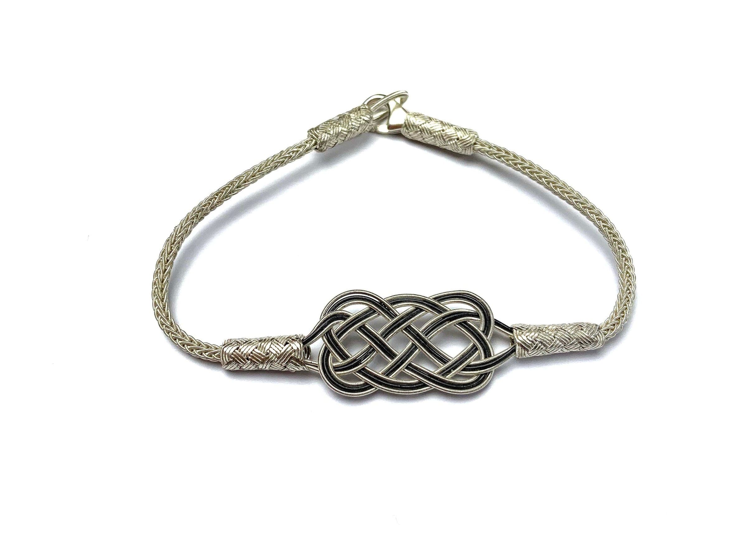 SILVER BRAIDED BAND, Women Silver Jewelry, Boho Silver Bracelet, Black Braided Band, Design Bracelet, Vintage Bracelet