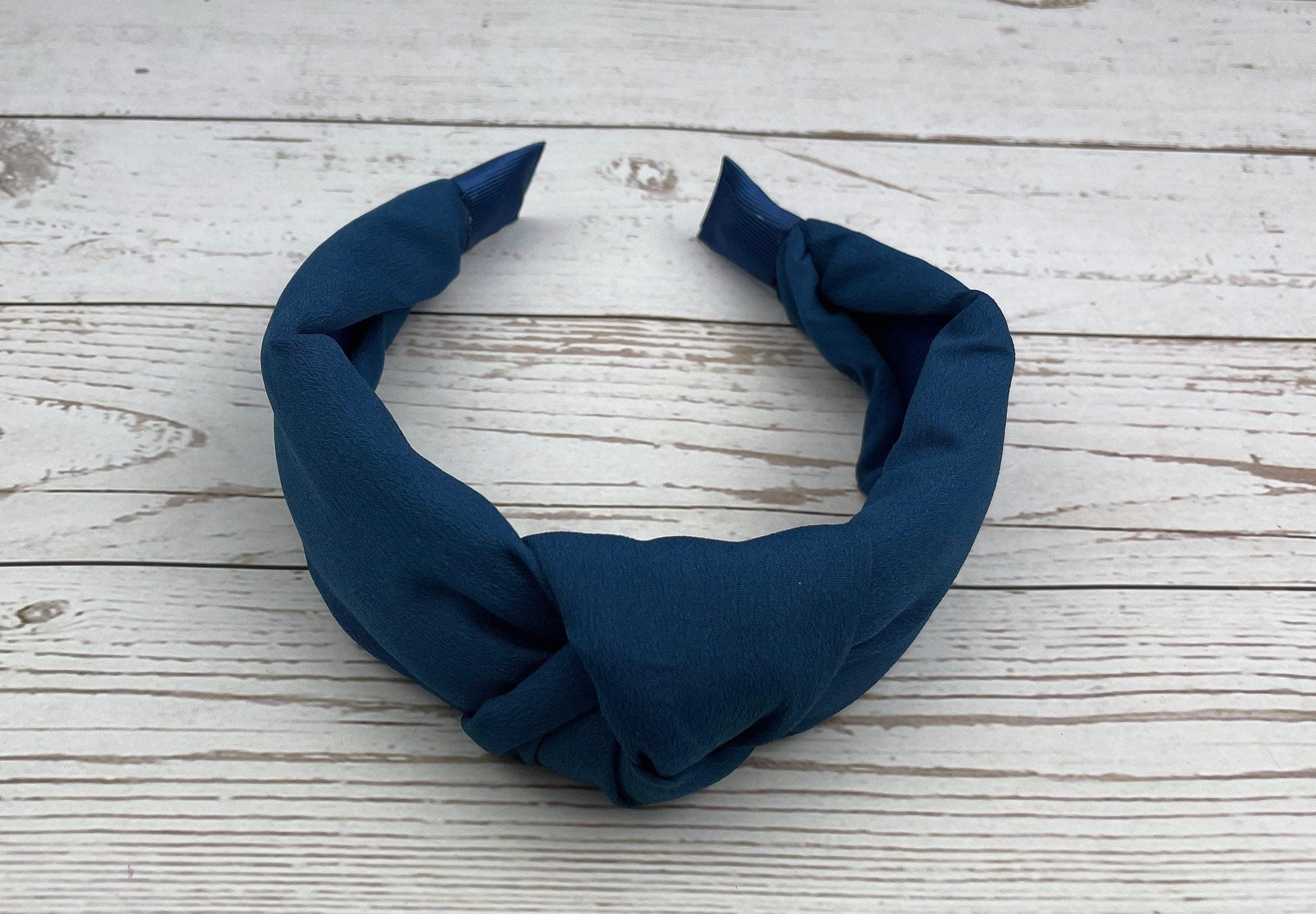 Dark Blue Twist Knot Headband - Women's Classic Wide Hairband in Viscose Crepe with Padded Comfort - Perfect for Any Occasion!