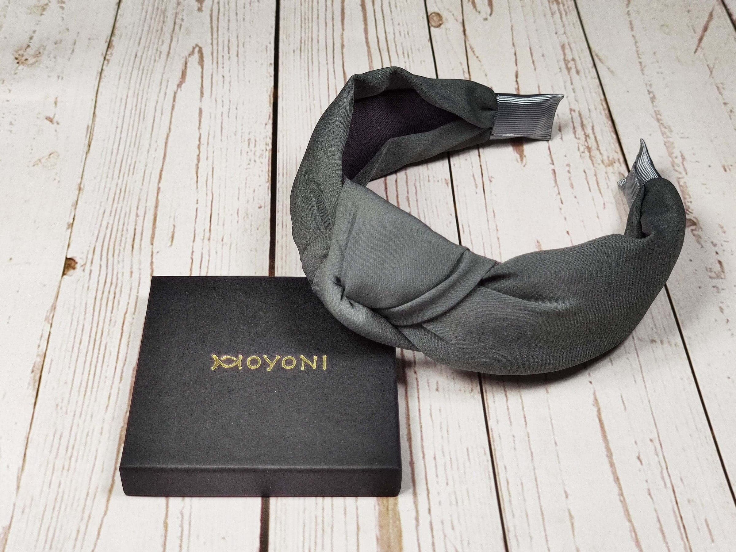 Gray Twist Knotted Headband with Padded - Modern and Fashionable Wide Hairband in Viscose Crepe