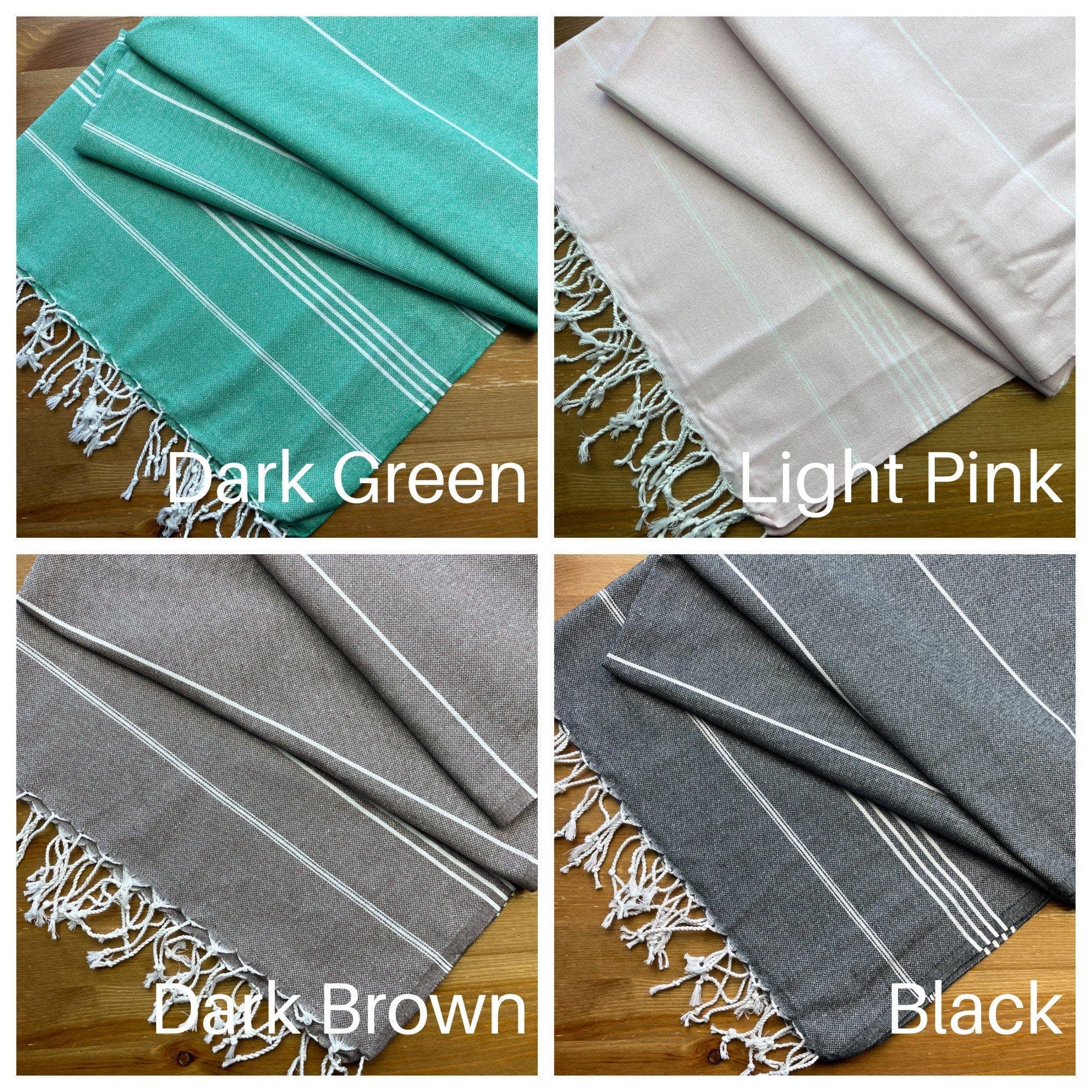 Turkish Peshtemal Towel, Dark Brown, Green, Black Bath Towel, 1% Cotton Beach Towel, Striped Peshtemal, Light Pink Large Holiday Towel
