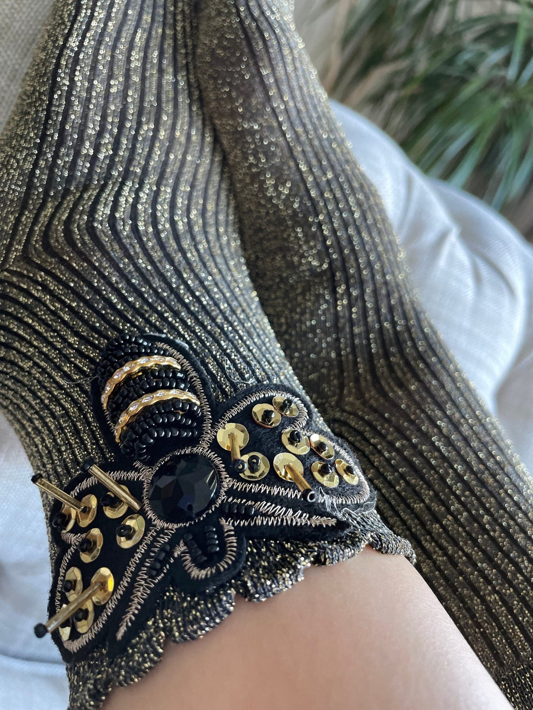 Gold Black Bee Embellished Cotton Socks - Handmade Novelty Mesh Socks