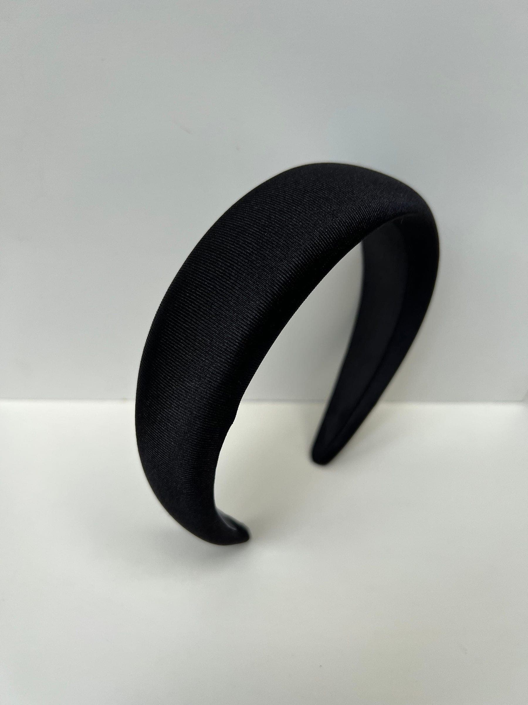Black Satin Headbands - Dark Color Elegant Adult Hairband, Solid Color Padded Headband for Women - Best Gift for Her